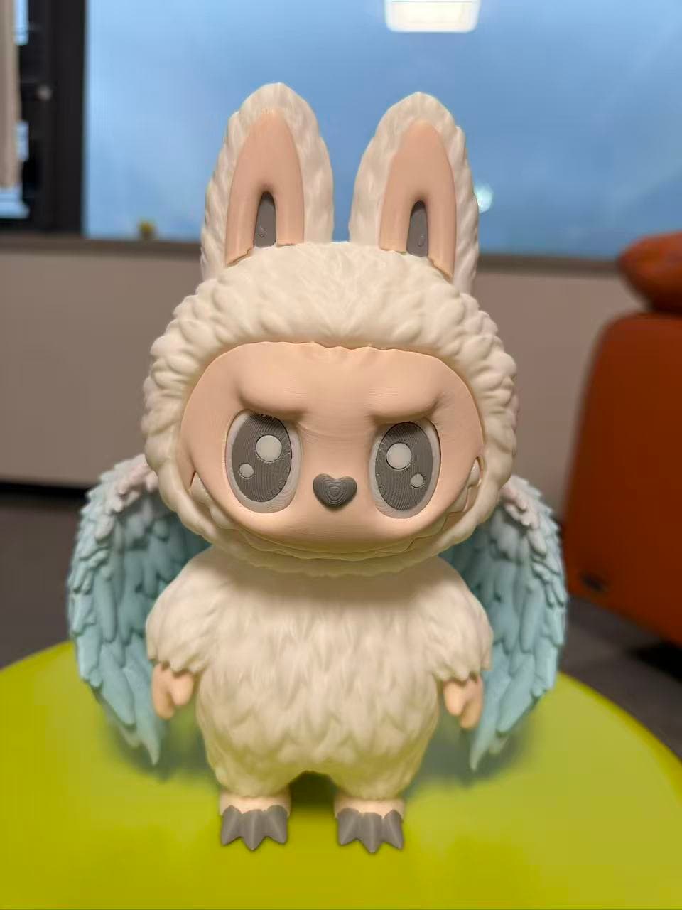 Labubu Angel Edition 3D printed collectible figure — white body with pale-blue wings