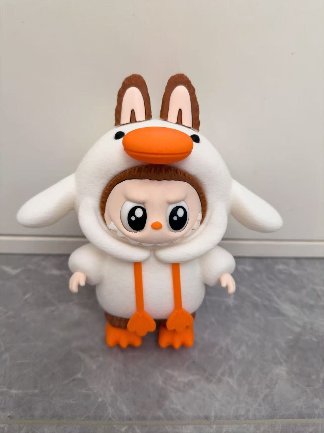 Labubu Duck Edition 3D printed collectible figure — duck-beak cap and orange webbed feet